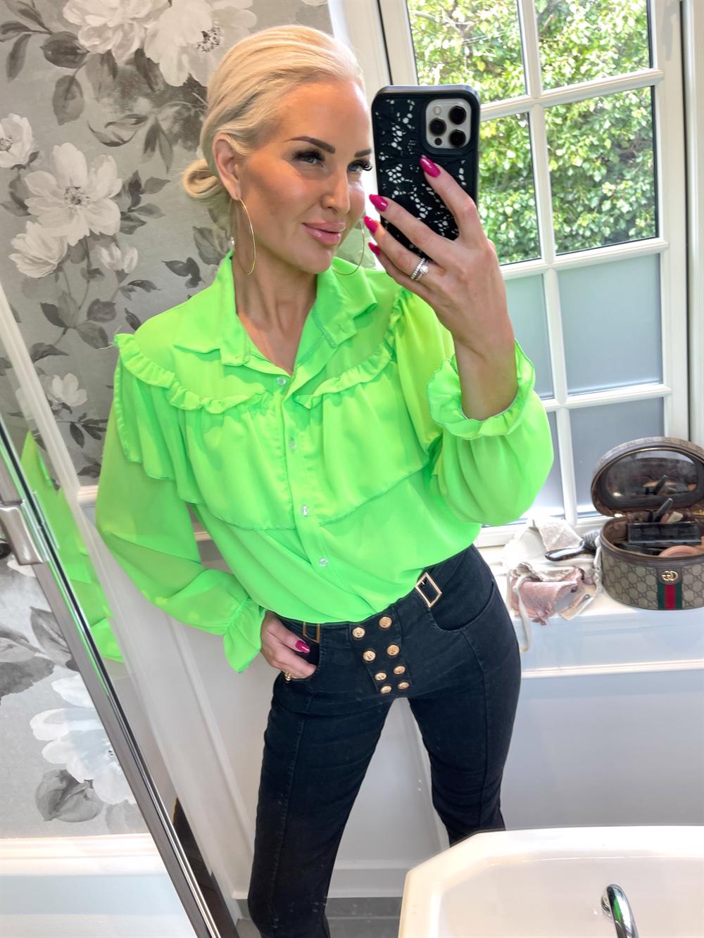 Chia - Tunika i chiffong med volanger